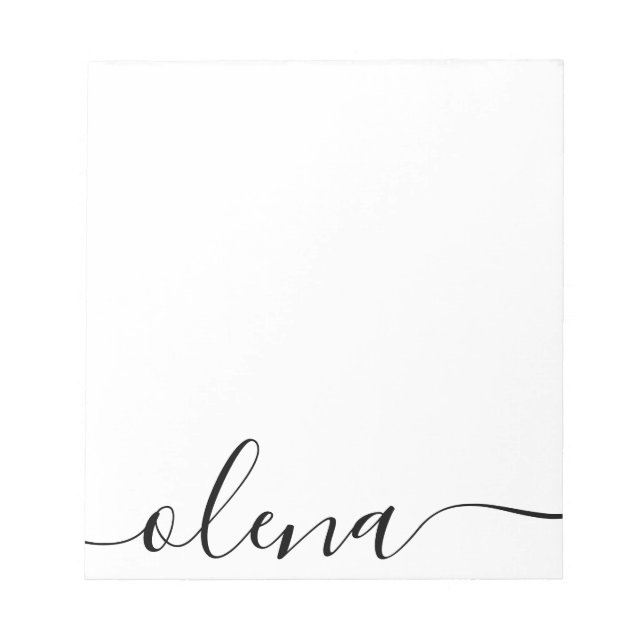 Simple  Script Calligraphy Personalised Name Notepad (Front)