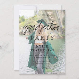 Simple Script Calligraphy Photo Overlay Graduation Invitation
