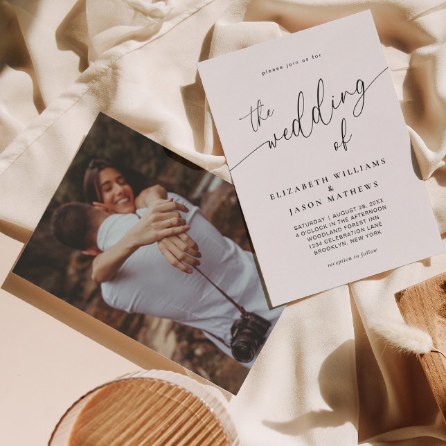 Simple Script Calligraphy Photo Wedding Invitation (Creator Uploaded)