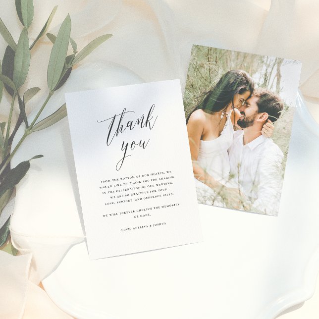 Simple Script Calligraphy Wedding Photo Thank You (Creator Uploaded)