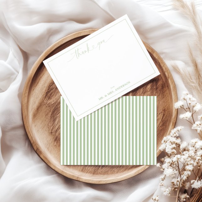 Simple Script Calligraphy Wedding Thank You Stripe Card (Creator Uploaded)