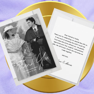 Simple Script Classic Photo Wedding Personalised Thank You Card