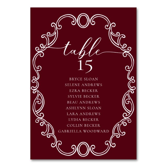 Simple Script Classic Wedding Table Number (Back)
