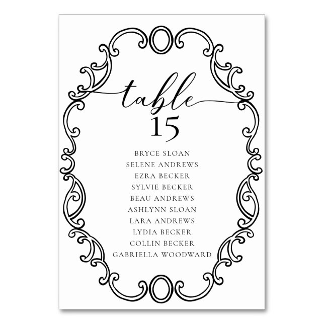 Simple Script Classic Wedding Table Number (Back)