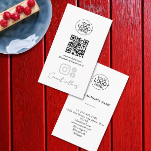 Simple Script Connect With Us Add Logo QR Code  Business Card