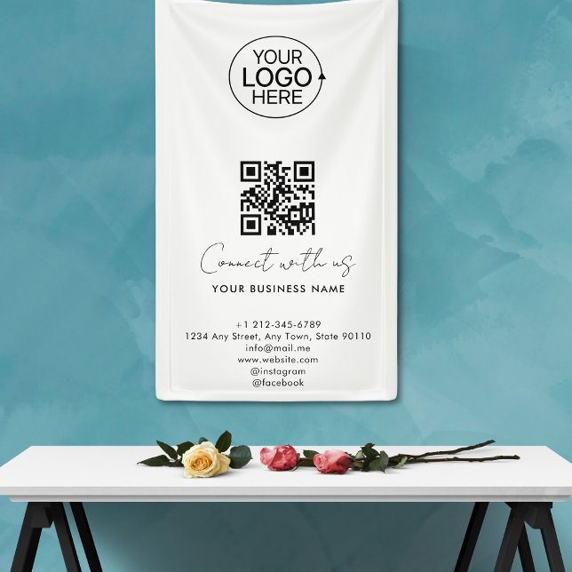 Simple Script Connect With Us Logo QR Code Promo Banner (Simple Script Connect With Us Logo QR Code Promo Banner)