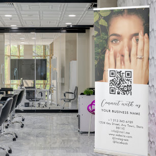 Simple Script Connect With Us Photo QR Code Promo Retractable Banner