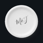 Simple Script Couple Initials  Paper Plate<br><div class="desc">Wedding Couple Initials Paper Plates.</div>