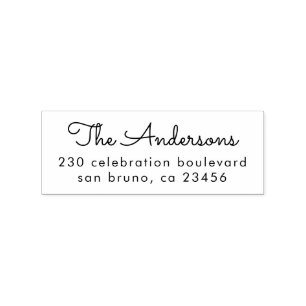 Simple Script Custom Family Name Return Address Rubber Stamp