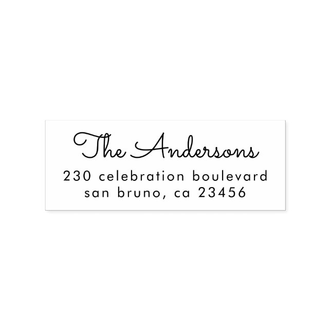 Simple Script Custom Family Name Return Address Rubber Stamp (Imprint)