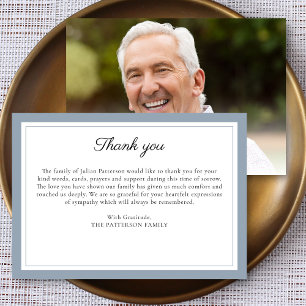 Simple Script Custom Funeral Photo Thank You Card