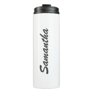Simple script custom name white thermal tumbler
