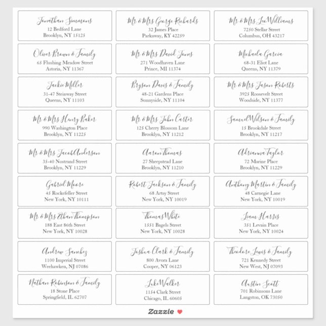 Simple Script Customisable Wedding Guest Address (Sheet)