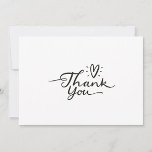 Simple Script Cute Heart Thank You Card