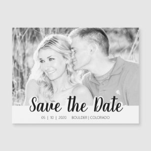 Simple Script Cutout   B&W Save the Date Magnet