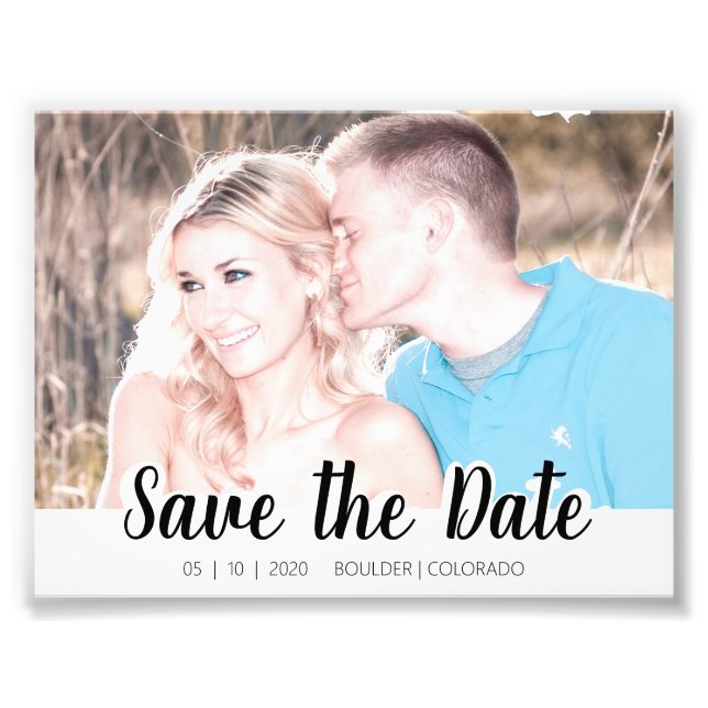 Simple Script Cutout | Save the Date Photo Print (Front)