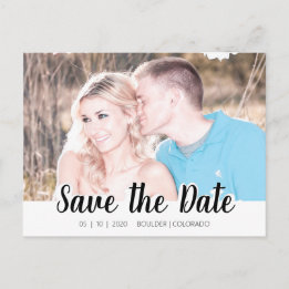 Simple Script Cutout | Save the Date Postcard