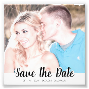 Simple Script Cutout   Save the Date Square Photo Print