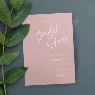 Simple Script Dusty Rose Bridal Shower Invitation