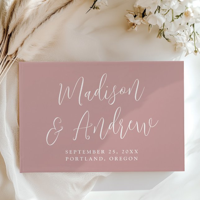 Simple Script Dusty Rose Photo Wedding Guest Book (Creator Uploaded)