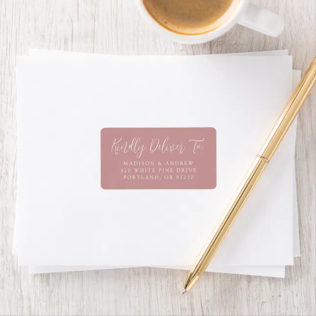 Simple Script Dusty Rose Wedding RSVP Address Label | Zazzle