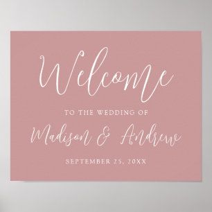 Simple Script Dusty Rose Wedding Welcome Poster