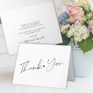 Simple script elegant black and white thank you card