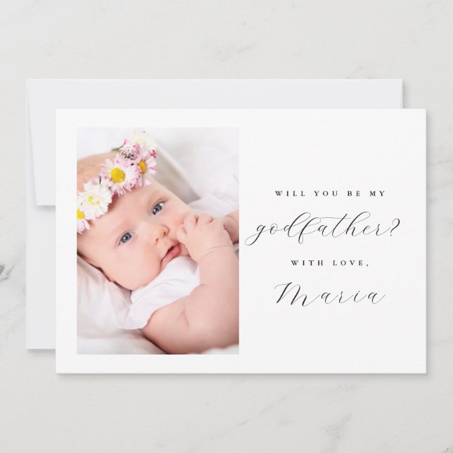 Simple Script Elegant Godfather Proposal Photo Invitation (Front)