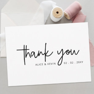 Simple Script Elegant Handwritten Wedding Thank Thank You Card