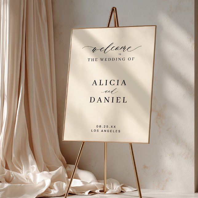 Simple script elegant ivory wedding welcome sign (Creator Uploaded)