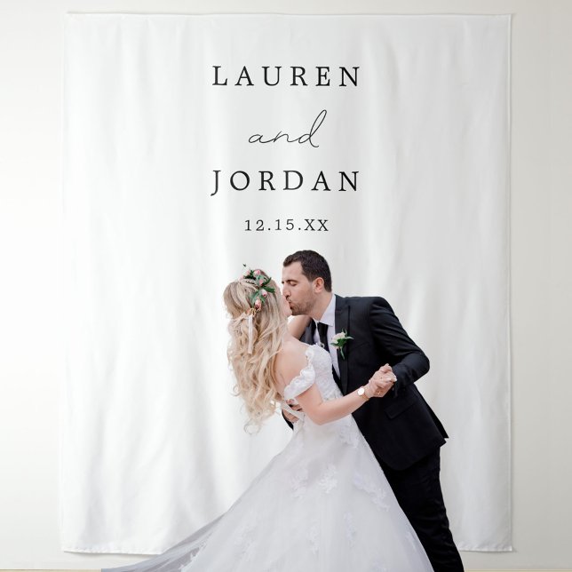 Simple Script Elegant Wedding Backdrop Tapestry (Creator Uploaded)