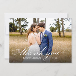 Simple Script Elegant Wedding Thank You Photo Card