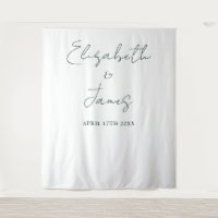 Simple Script Emerald Green Wedding Photo Backdrop