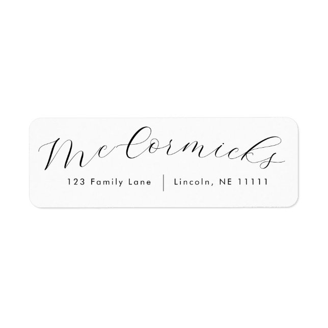Simple Script Family Name Return Address Label (Front)