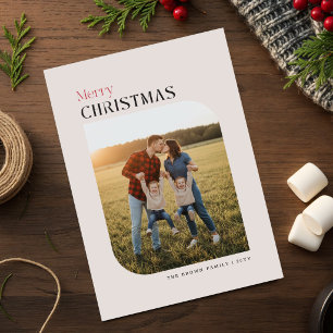 Simple Script Family Photo Christmas Holiday Postcard