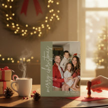 Simple Script Family Photo Happy Holiday Card
