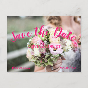 Simple script – floral Save the Date Postcard
