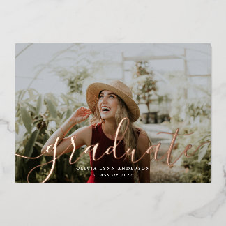 Simple Script Foil Graduation Announcemet Foil Inv