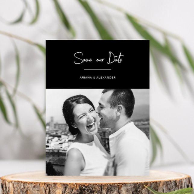 Simple Script Full Photo Wedding Save the Date Postcard (Creator Uploaded)