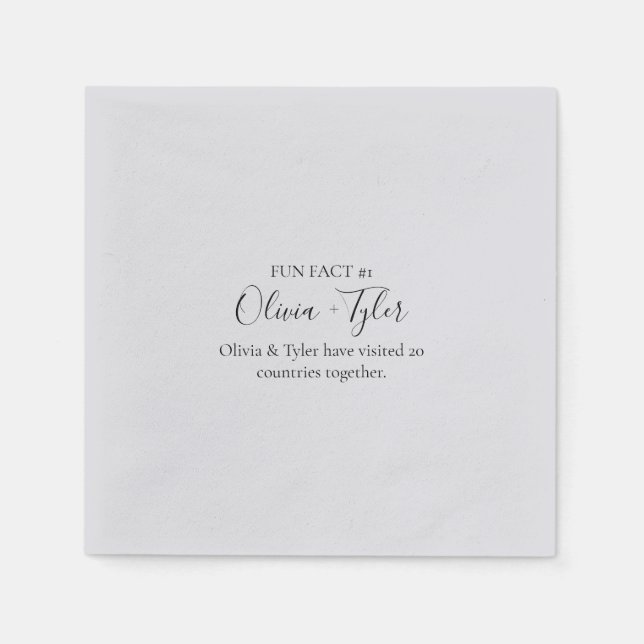 Simple Script Fun Fact Wedding Reception Napkin (Front)