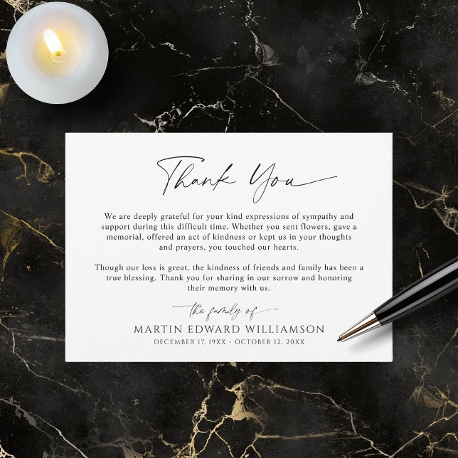 Simple Script Funeral Thank You Card (Creator Uploaded)