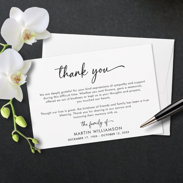 Simple Script Funeral Thank You Card (Creator Uploaded)