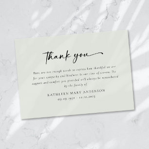 Simple Script Funeral Thank You Card