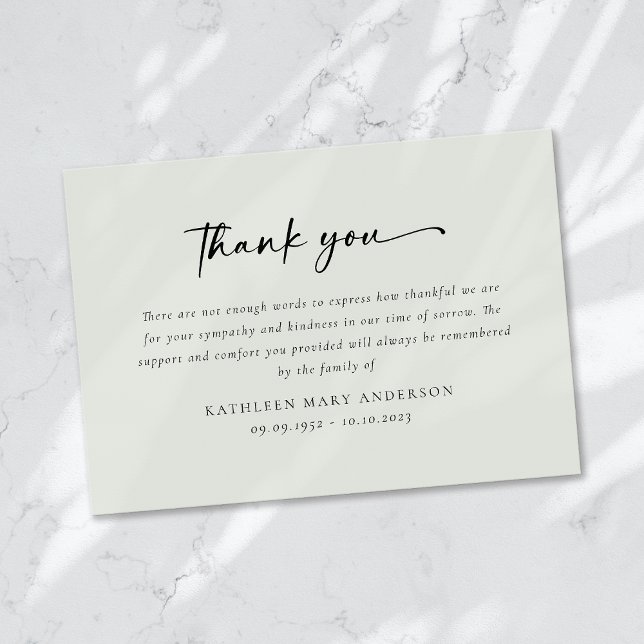 Simple Script Funeral Thank You Card (Creator Uploaded)