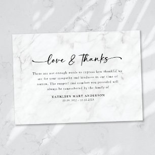 Simple Script Funeral Thank You Card