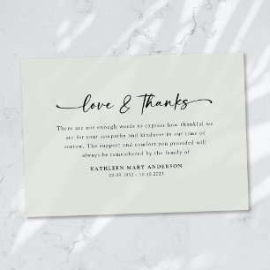 Simple Script Funeral Thank You Card