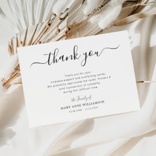 simple script funeral thank you note card