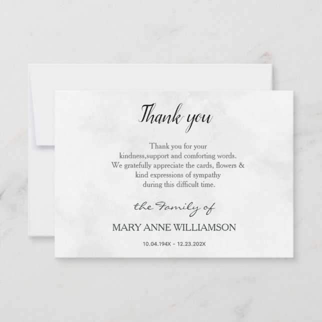 simple script funeral thank you note card (Front)