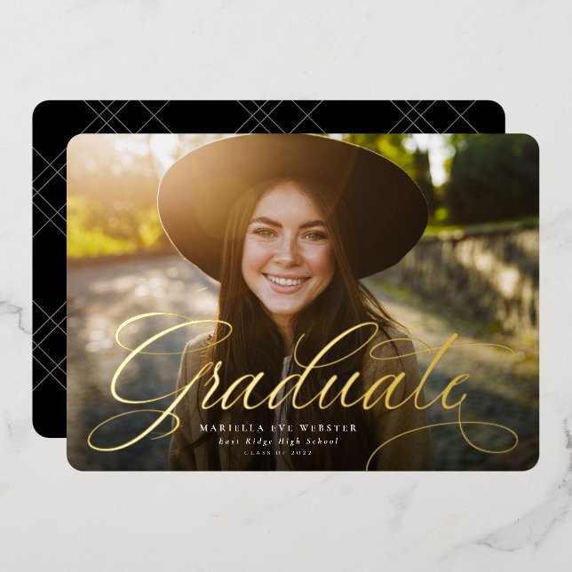 Simple script gold graduate horizontal graduation (Front/Back)