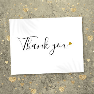Simple Script Gold Heart Business Thank You Postcard